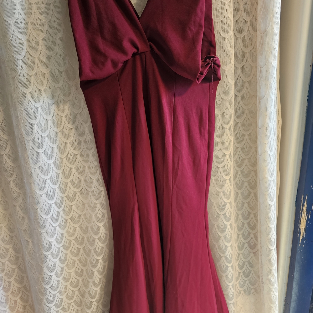 Source Unknown Deep Red Backless Dress - image 6